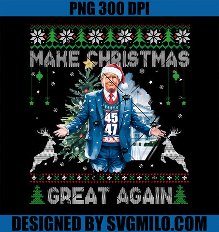 Make Christmas Great Again Ugly Sweaters PNG, Funny Trump 47 Xmas PNG