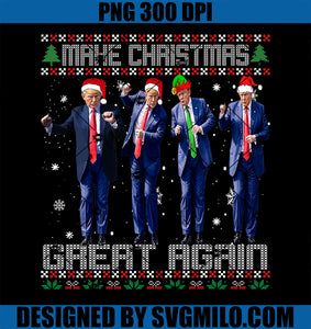 Make Christmas Great Again Ugly Sweaters Trump Dance Santa PNG