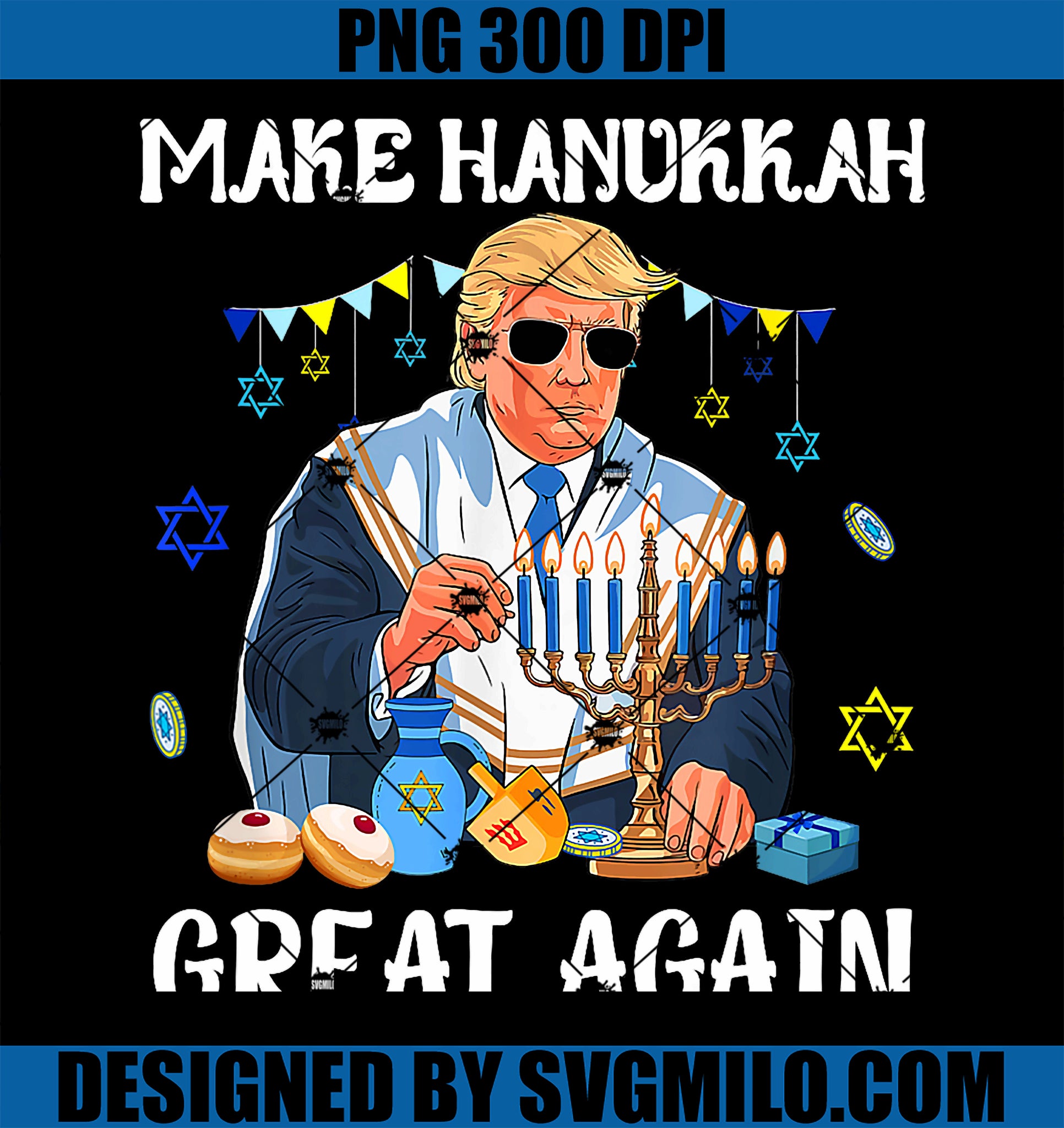 Make Hanukkah Great Again Trump Jewish Ugly Chanukah PNG