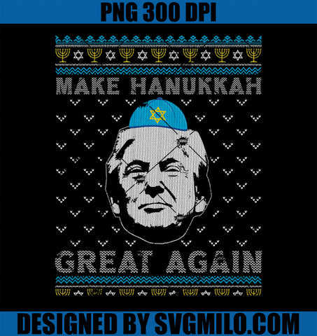 Make Hanukkah Great Again Trump Jewish Ugly Chanukah PNG