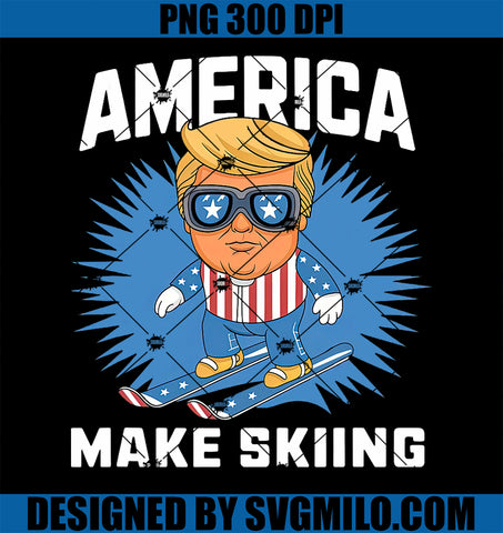 Make Skiing Great Again Funny Donald Trump Ski PNG