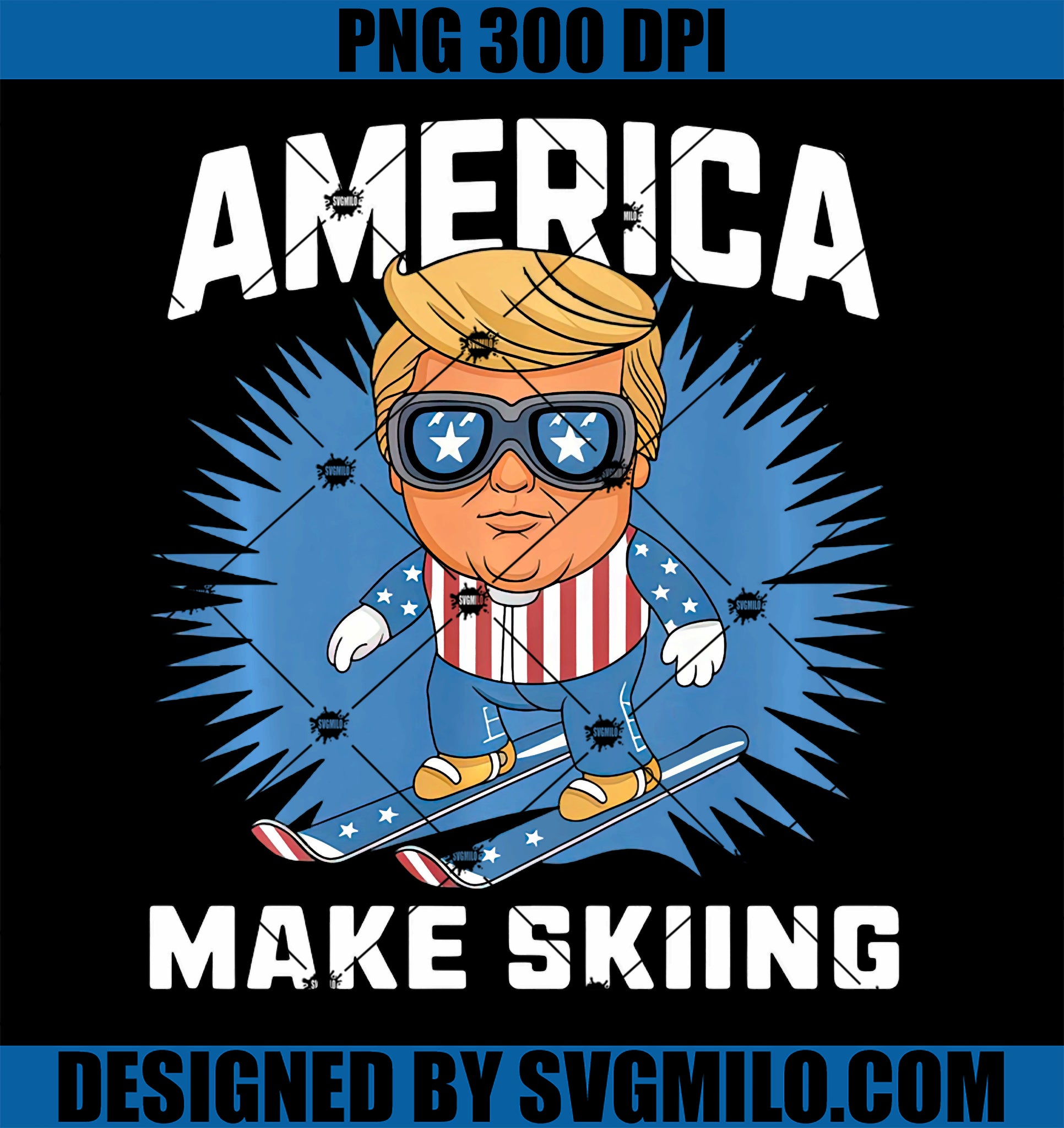 Make Skiing Great Again PNG, Funny Donald Trump Ski PNG