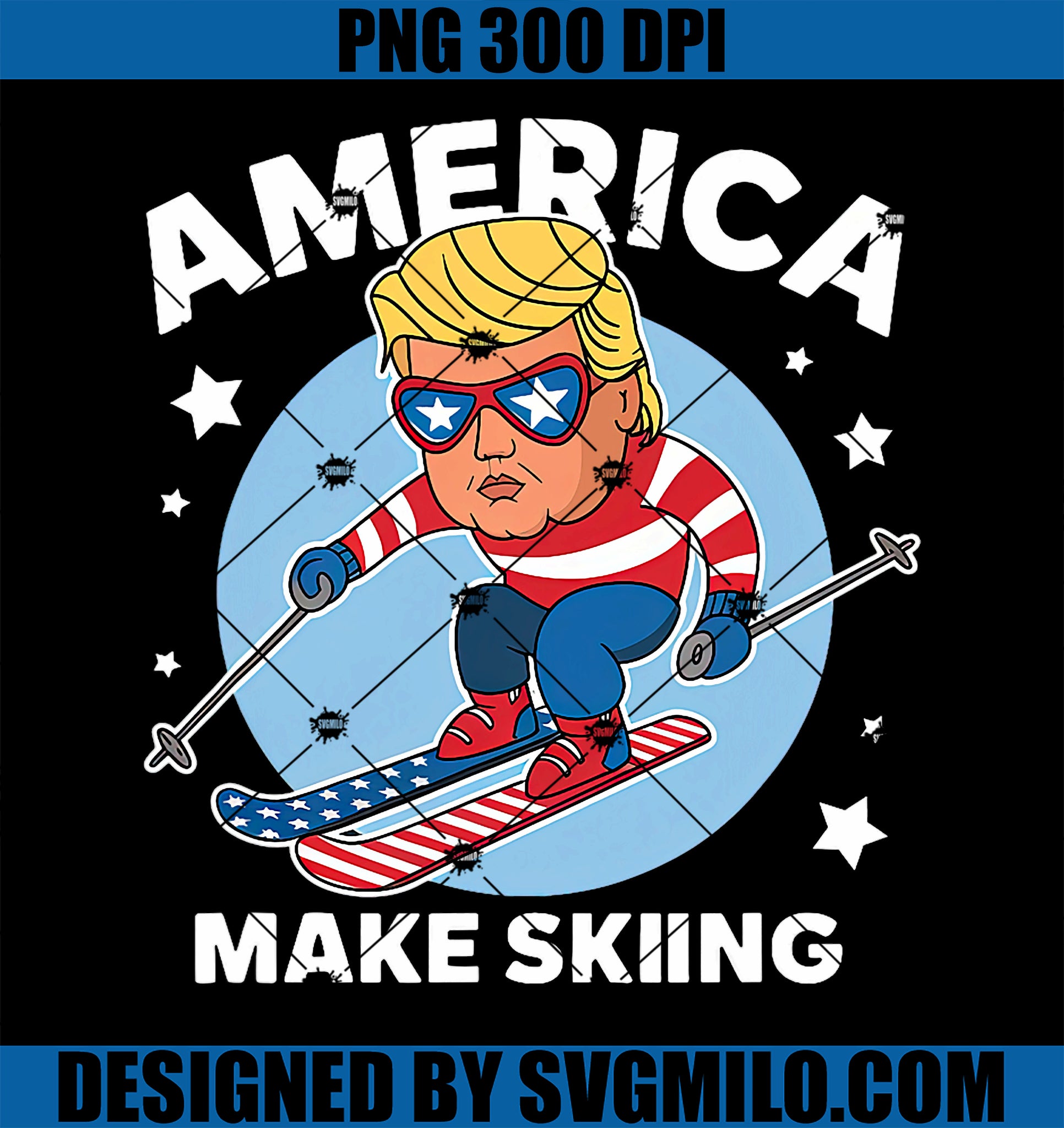 Make Skiing Great Again PNG, USA Trump Ski PNG