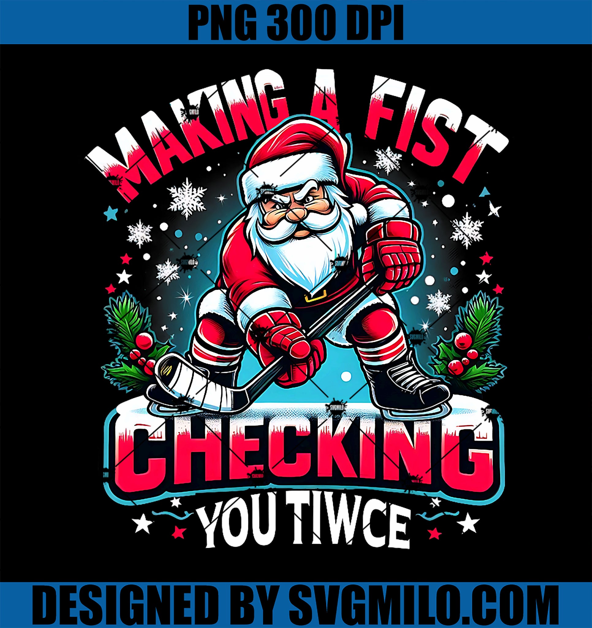 Making A Fist Checking Your Twice Xmas Santa Hockey Players PNG