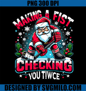 Making A Fist Checking Your Twice Xmas Santa Hockey Players PNG