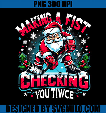 Making A Fist Checking Your Twice Xmas Santa Hockey Players PNG