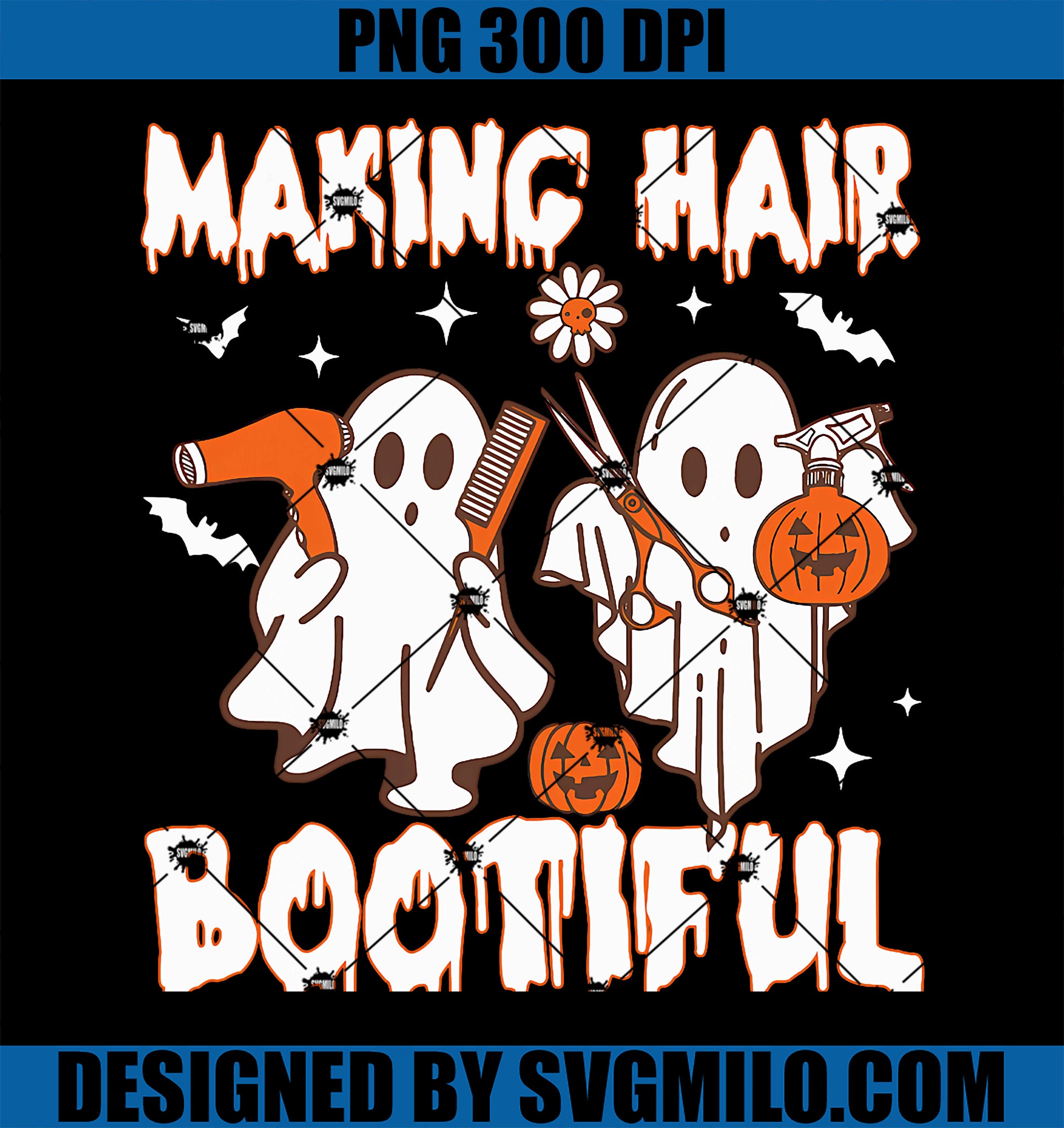 Making Hair Bootiful PNG, Halloween Spooky Ghosts Hair Stylist PNG