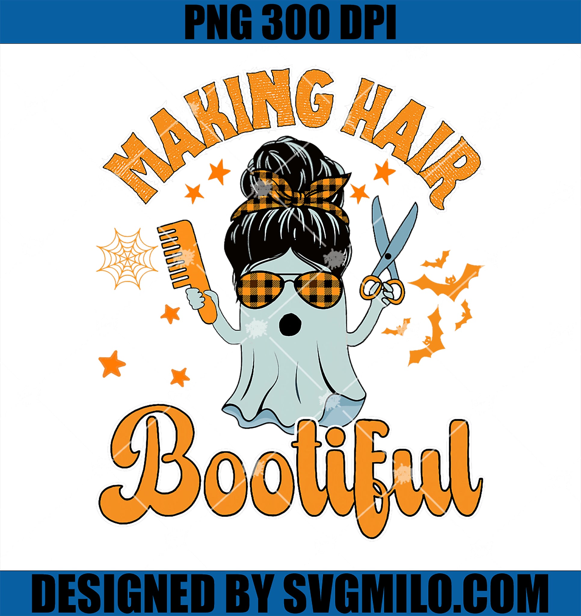 Making Hair Bootiful PNG, Scary Ghost Hairdresser Halloween PNG