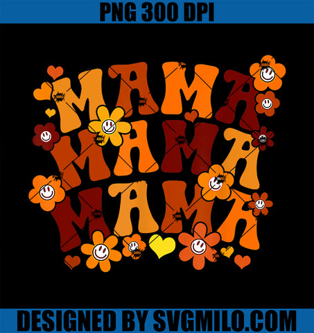 Mama Autumn Vintage PNG, Retro Groovy Hippie Flowers Mother's Day PNG