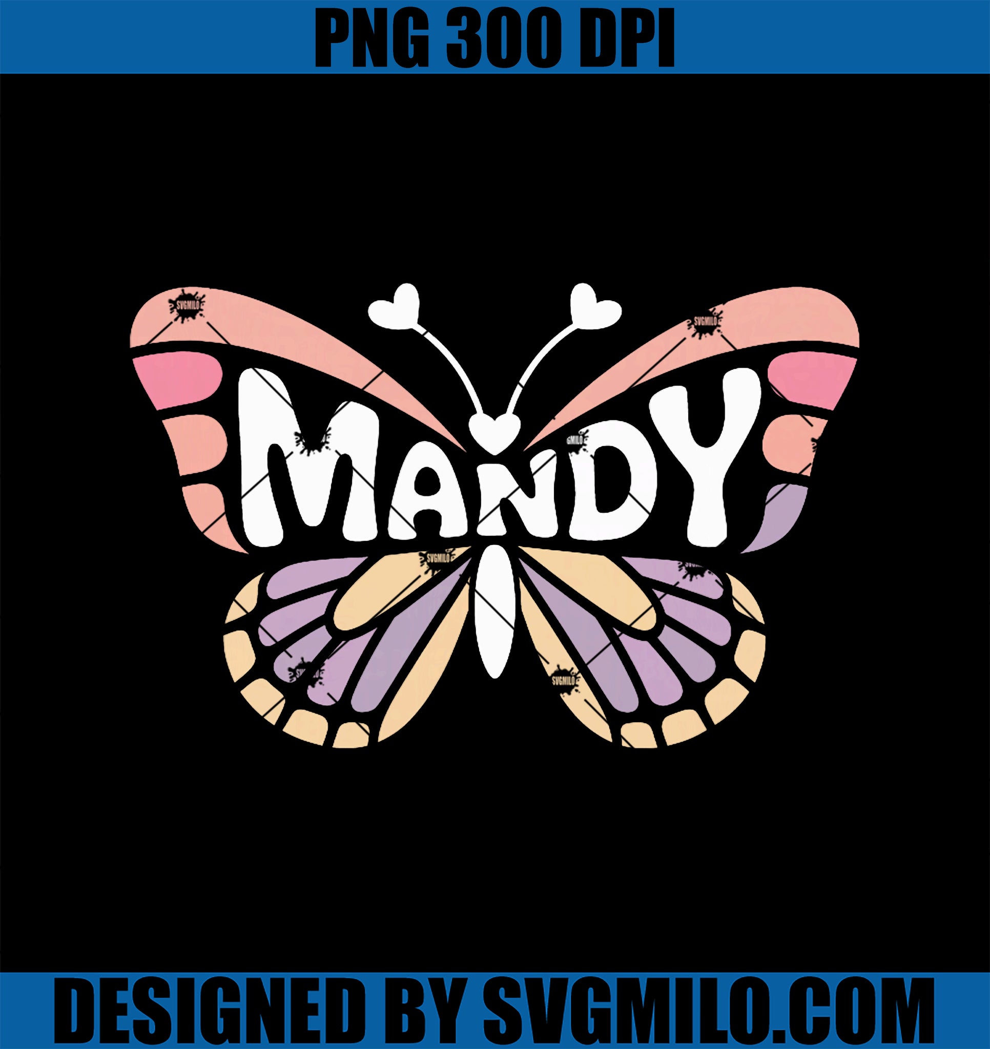 Mandy Butterfly PNG, Personalized Cute Name Word Art PNG