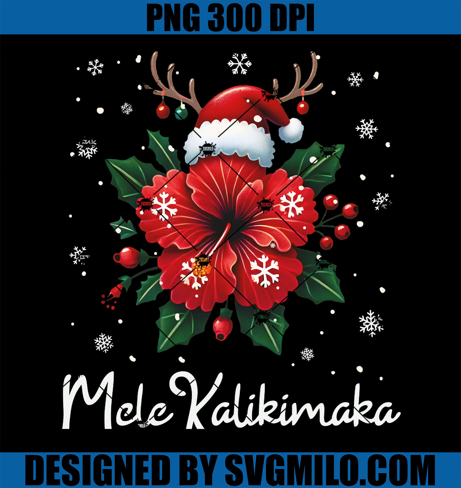 Mele Kalikimaka Aloha Tropical Hibiscus Hawaiian Christmas PNG