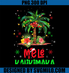 Mele Kalikimaka Hawaiian Christmas PNG, Palm Tree Lights Xmas PNG