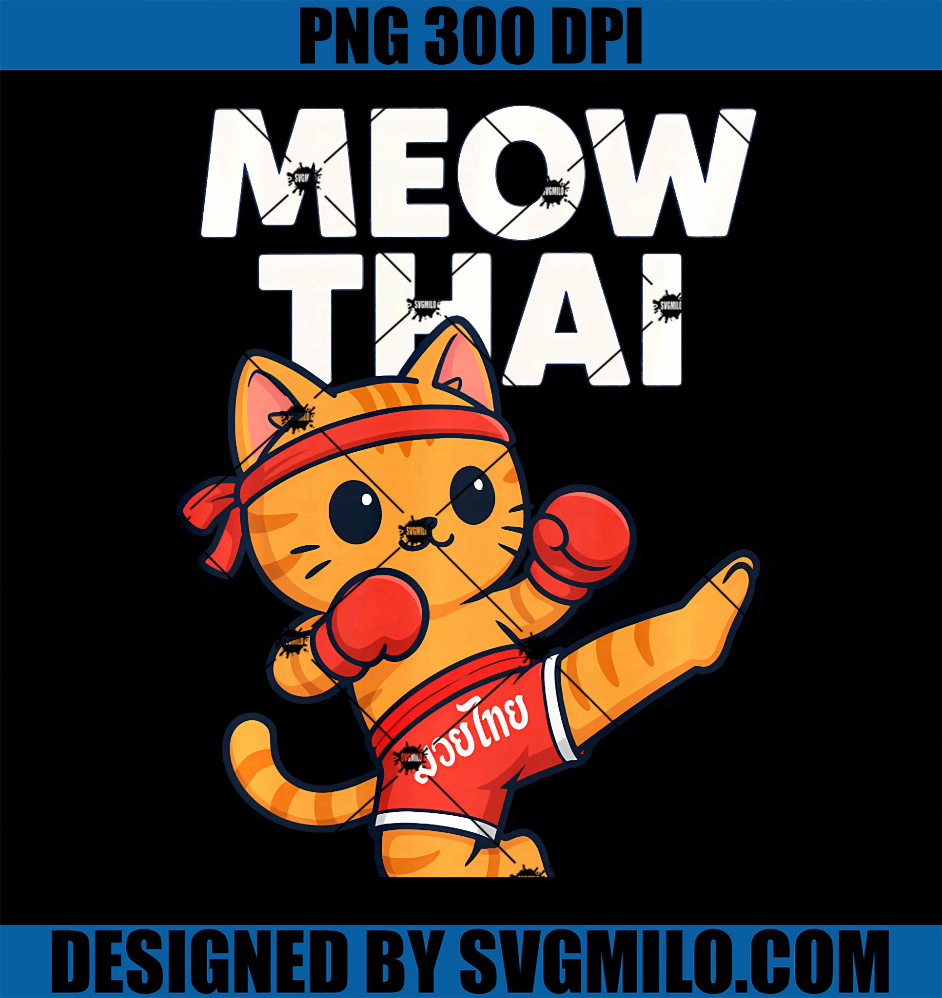 Meow Thai Cat Muay Thai PNG, Martial Arts Kickboxing Kitty Cute PNG