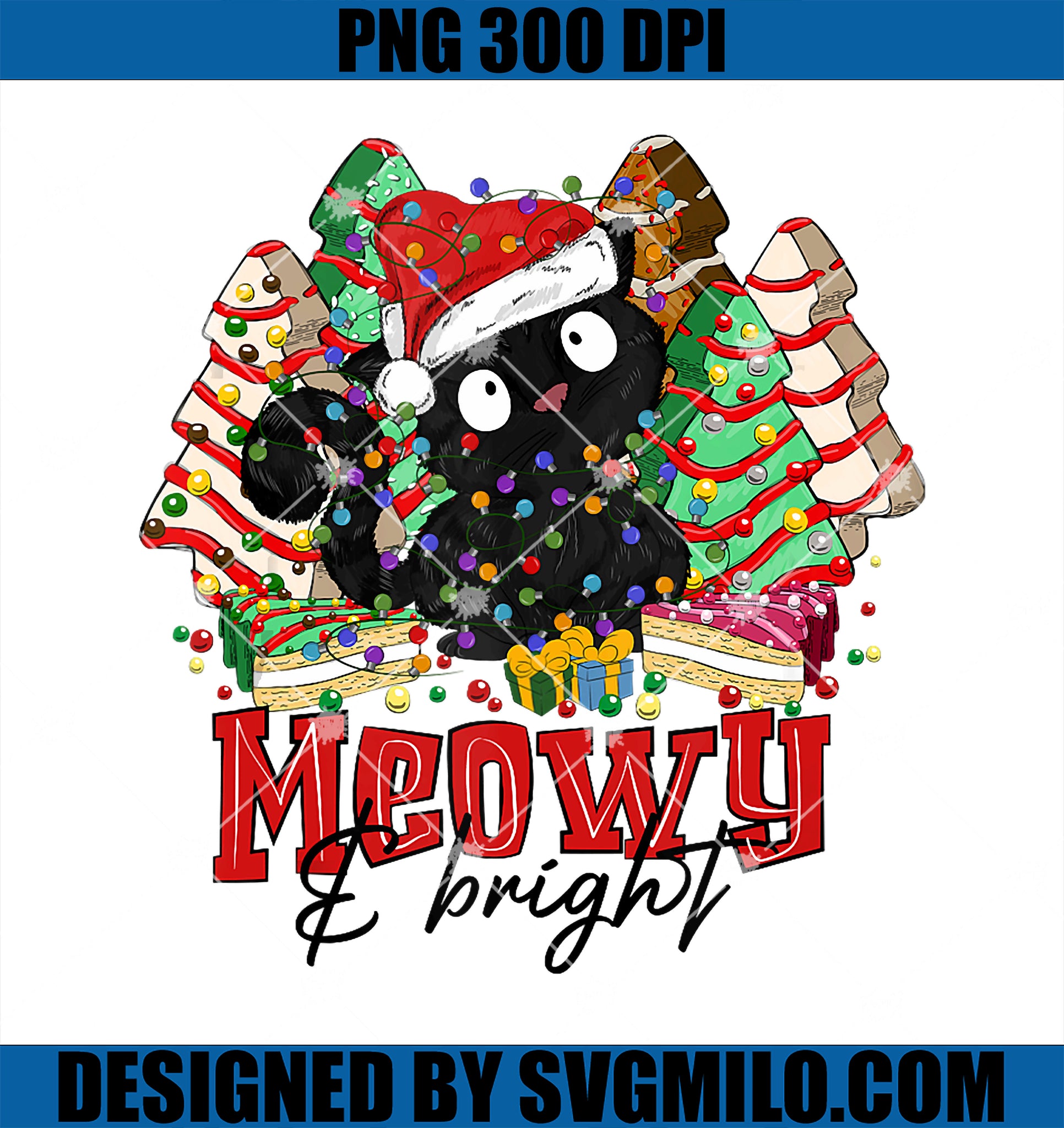 Meowy And Bright Cat Christmas Tree Cakes Debbie PNG