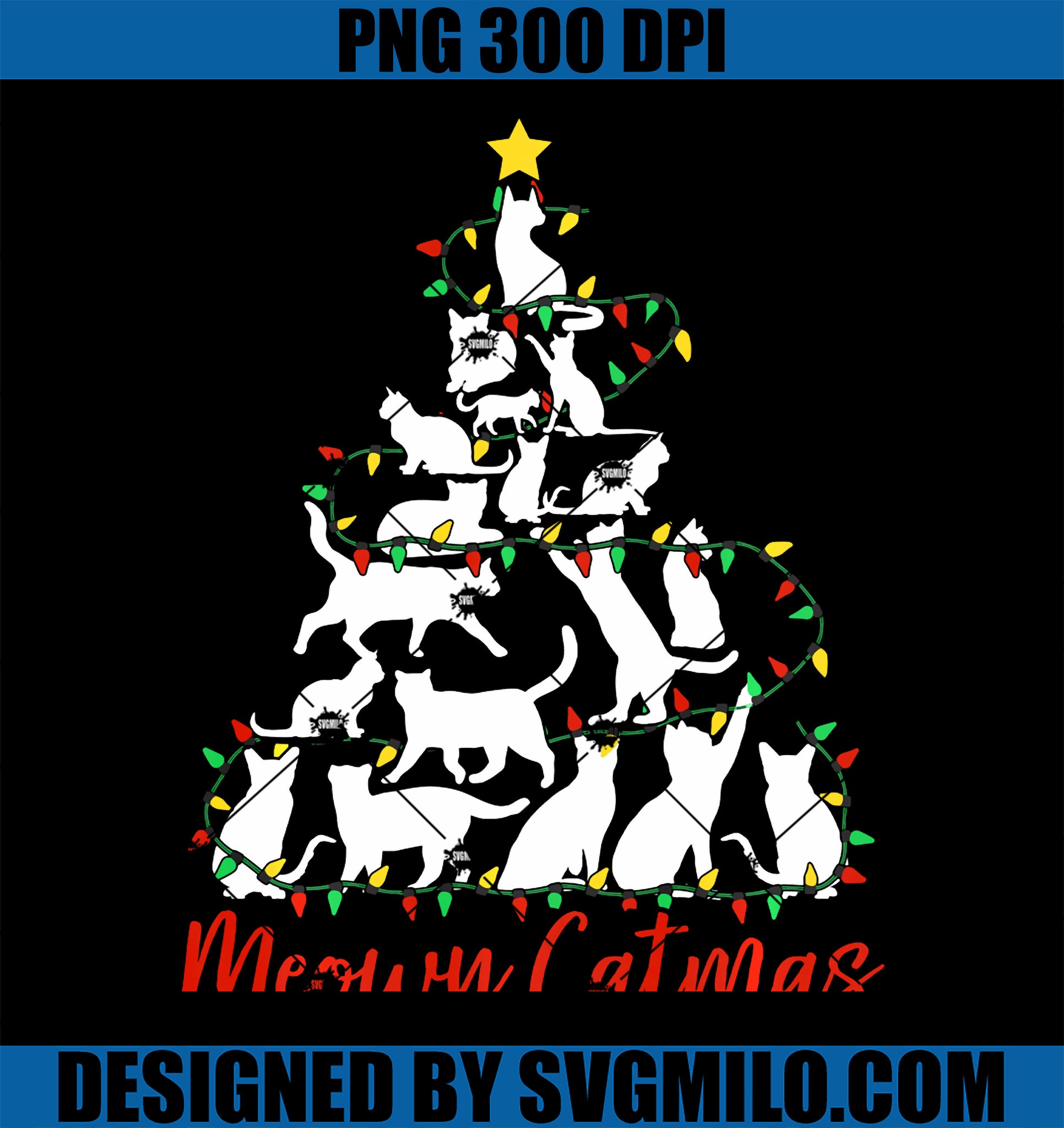 Meowy Catmas PNG, Cat Christmas Tree PNG