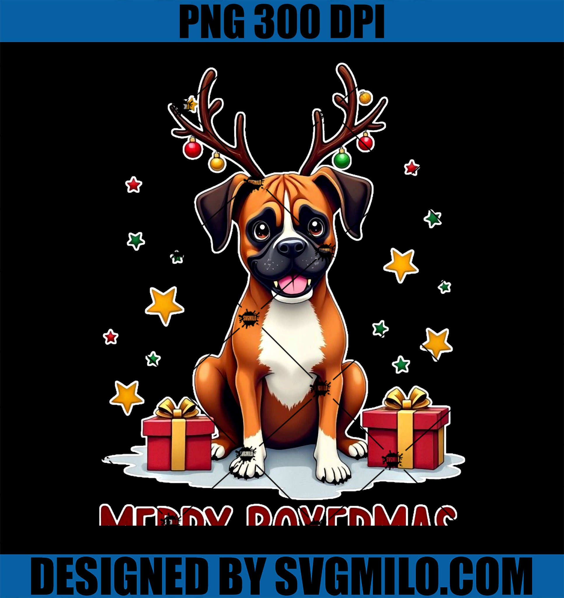 Merry Boxer Christmas Boxer Lover Holiday PNG