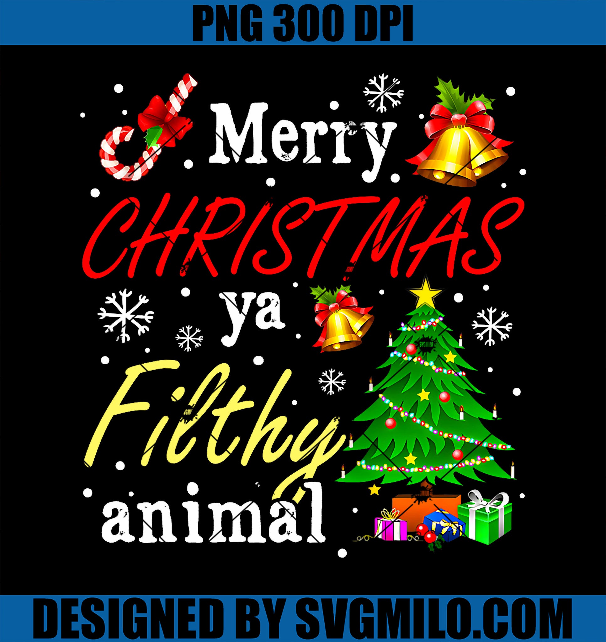 Merry Christmas Animal Filthy Ya PNG, Funny Xmas Family PNG