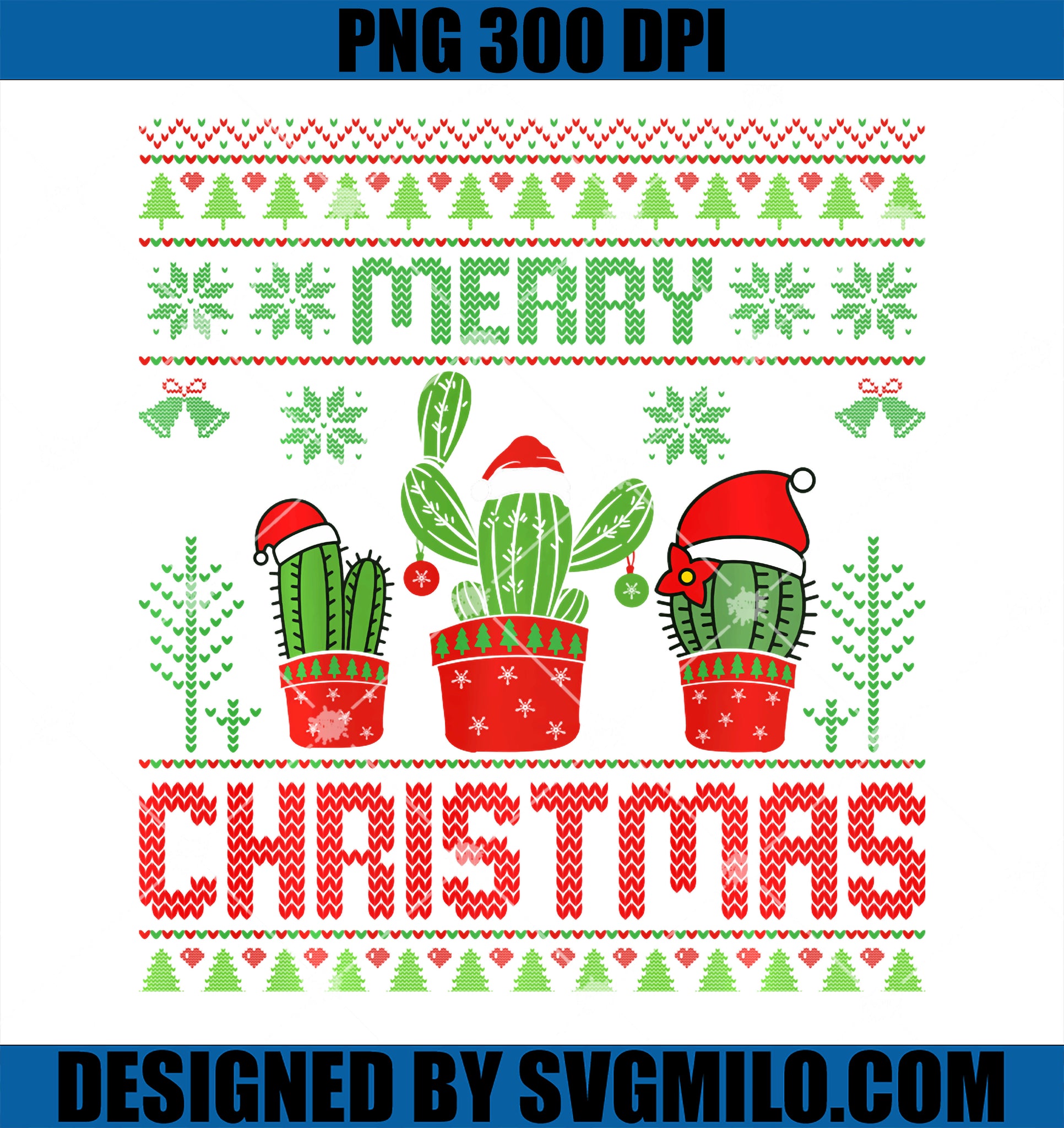 Merry Christmas Cactus Succulent Plants Ugly Xmas Holiday PNG