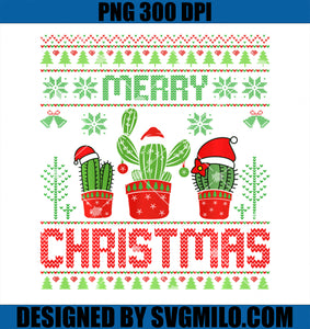 Merry Christmas Cactus Succulent Plants Ugly Xmas Holiday PNG