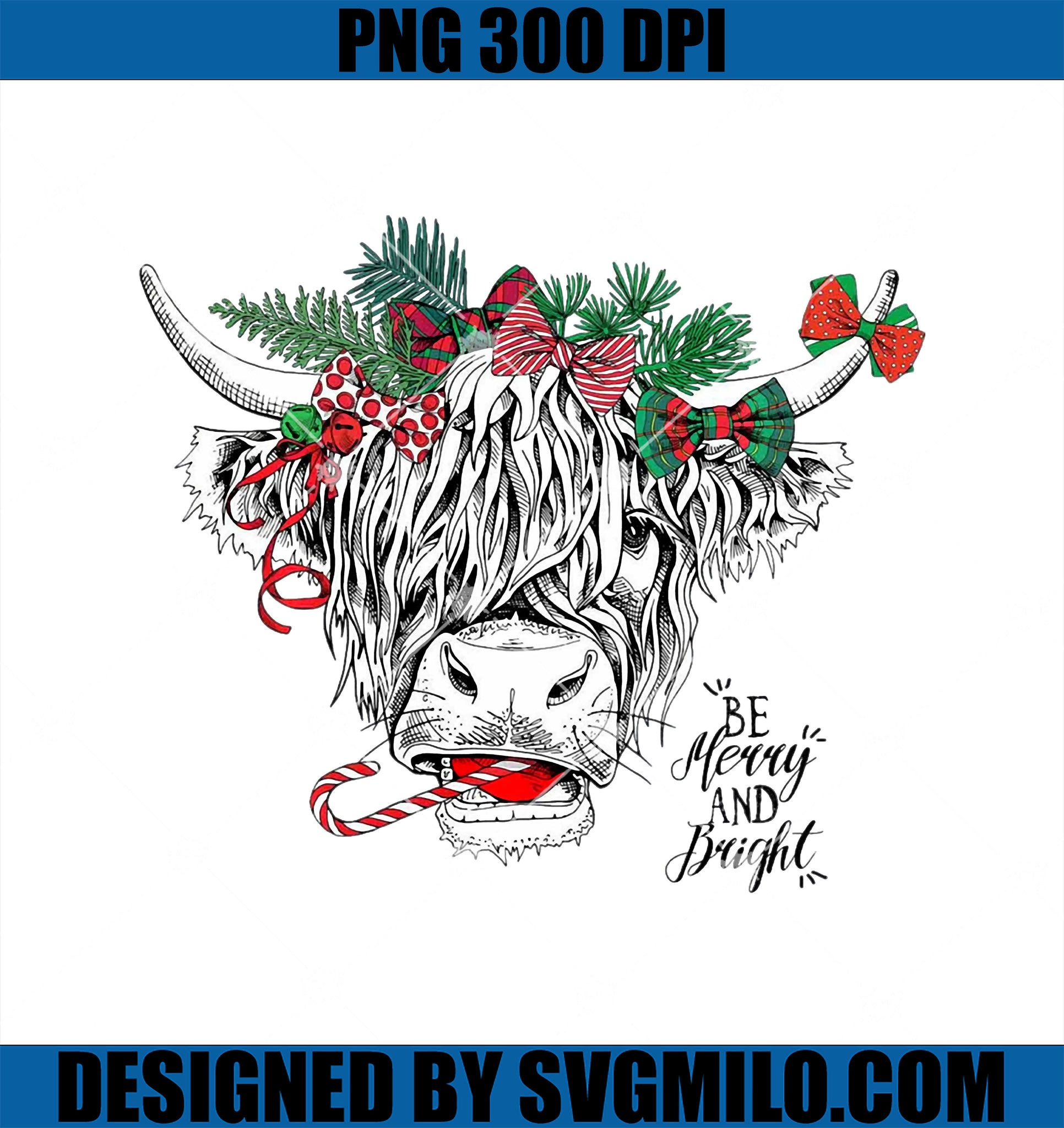 Merry Christmas Cow Heifers Farmer Animal Lover PNG