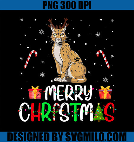 Merry Christmas Lights Caracal Reindeer Hat Xmas PNG