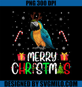 Merry Christmas Lights Macaw Reindeer Hat Xmas PJs PNG