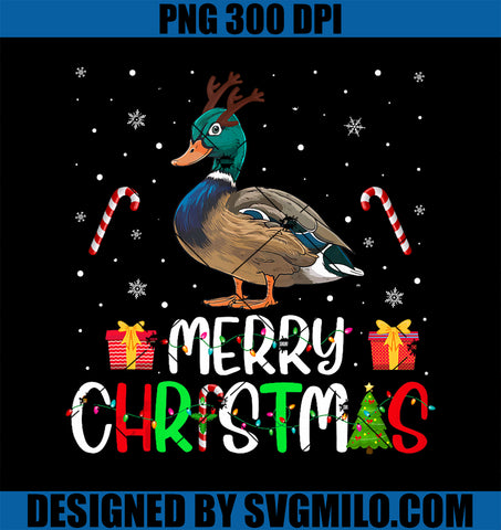 Merry Christmas Lights Mallard Bird Reindeer Hat Xmas PJs PNG