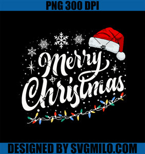 Merry Christmas Lights Red Santa Hat Xmas PNG