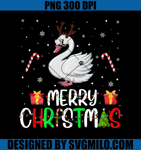 Merry Christmas Lights Swans Reindeer Hat Xmas PJs PNG