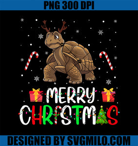 Merry Christmas Lights Tortoise Reindeer Hat Xmas PJs PNG