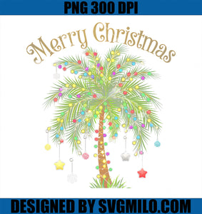 Merry Christmas Palm Tree Light Hawaiian Tropical Christmas PNG