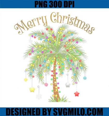 Merry Christmas Palm Tree Light Hawaiian Tropical Christmas PNG