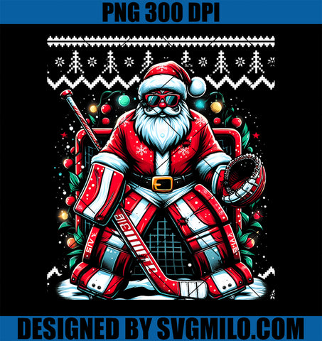 Merry Christmas Santa Hockey Goalie PNG