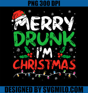 Merry Drunk I_m Christmas Funny Santa Joke Xmas Drinking PNG