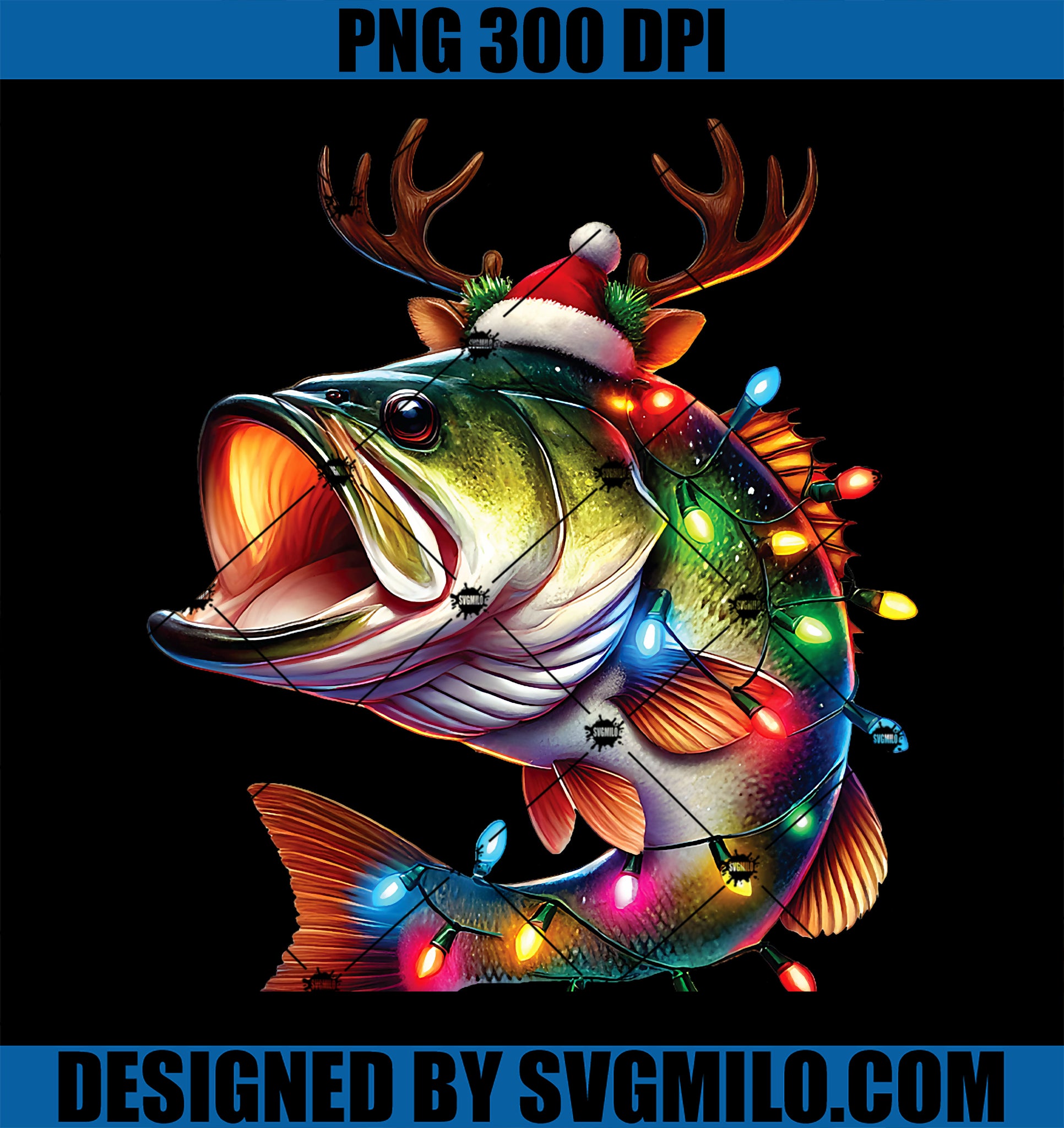 Merry Fishmas Santa Fishing Lovers Funny Fisherman Christmas PNG