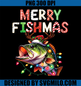 Merry Fishmas Santa Fishing Lovers Funny Fisherman Christmas PNG