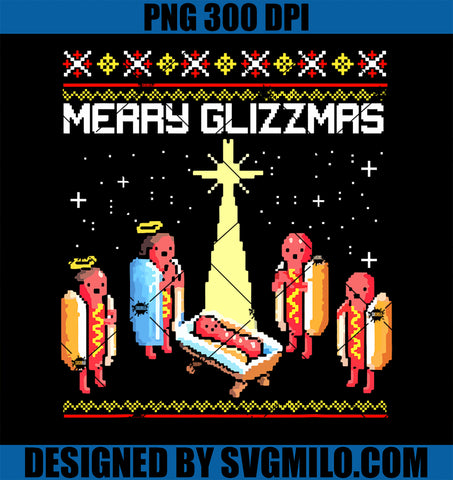 Merry Glizzmas Tacky Funny Merry Christmas Hotdogs PNG