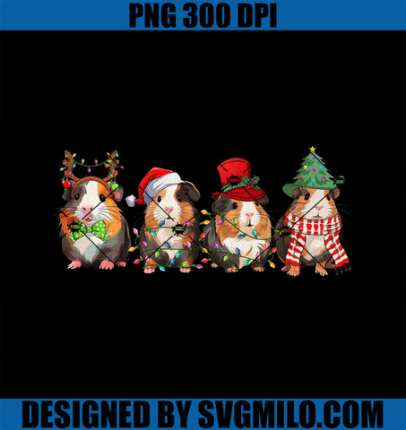 Merry Pigmas Cute Santa Guinea Pig Squad Christmas Lights PNG