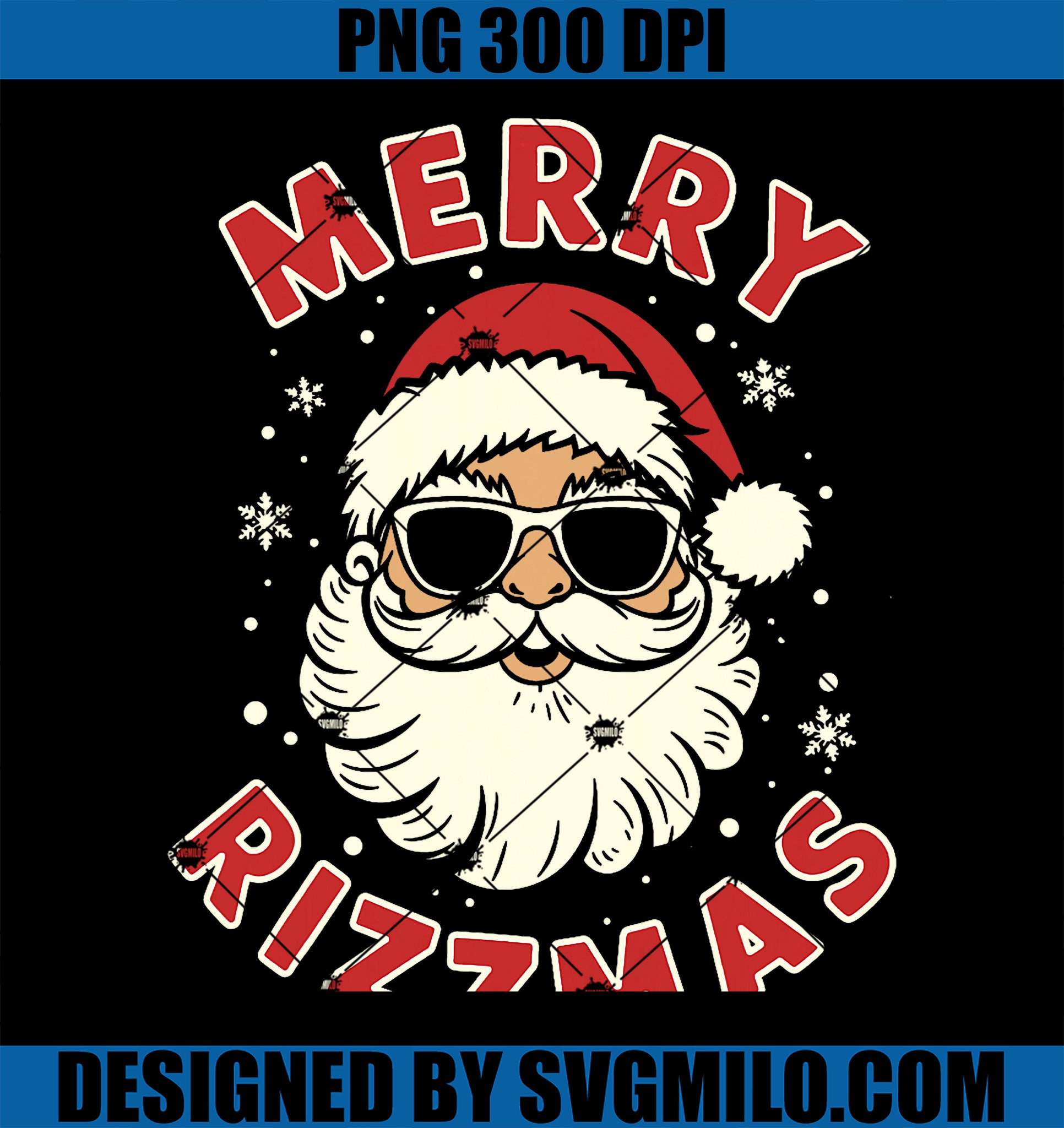 Merry Rizzmas Christmas Rizz Cool Santa Sunglasses Xmas PNG