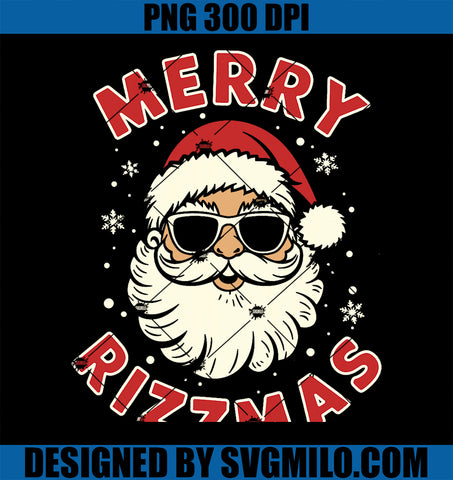 Merry Rizzmas Christmas Rizz Cool Santa Sunglasses Xmas PNG