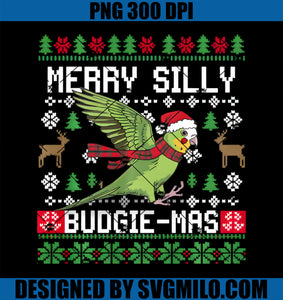 Merry Silly Budgie-Mas Funny Parakeet Lover Ugly Christmas PNG