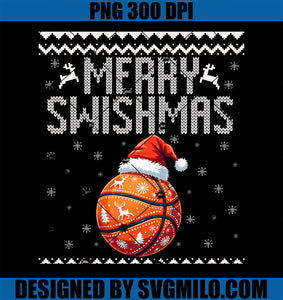 Merry Swishmas Christmas Basketball PNG