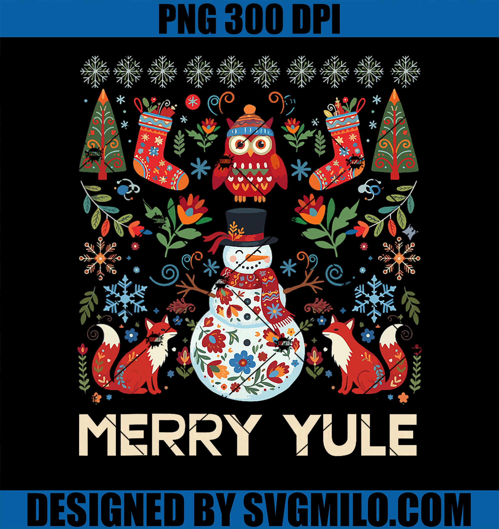 Merry Yule PNG, Happy Solstice Cottagecore Scandinavian Yuletide PNG
