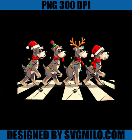 Miniature Schnauzer Dog Crossing Road Xmas PNG