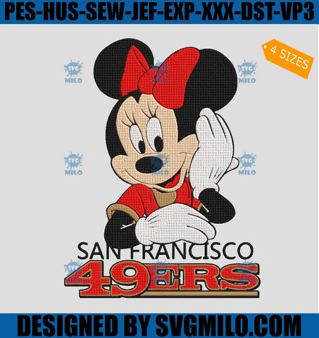 Minnie San Francisco 49ers Embroidery Design, Minnie Football Embroidery Design