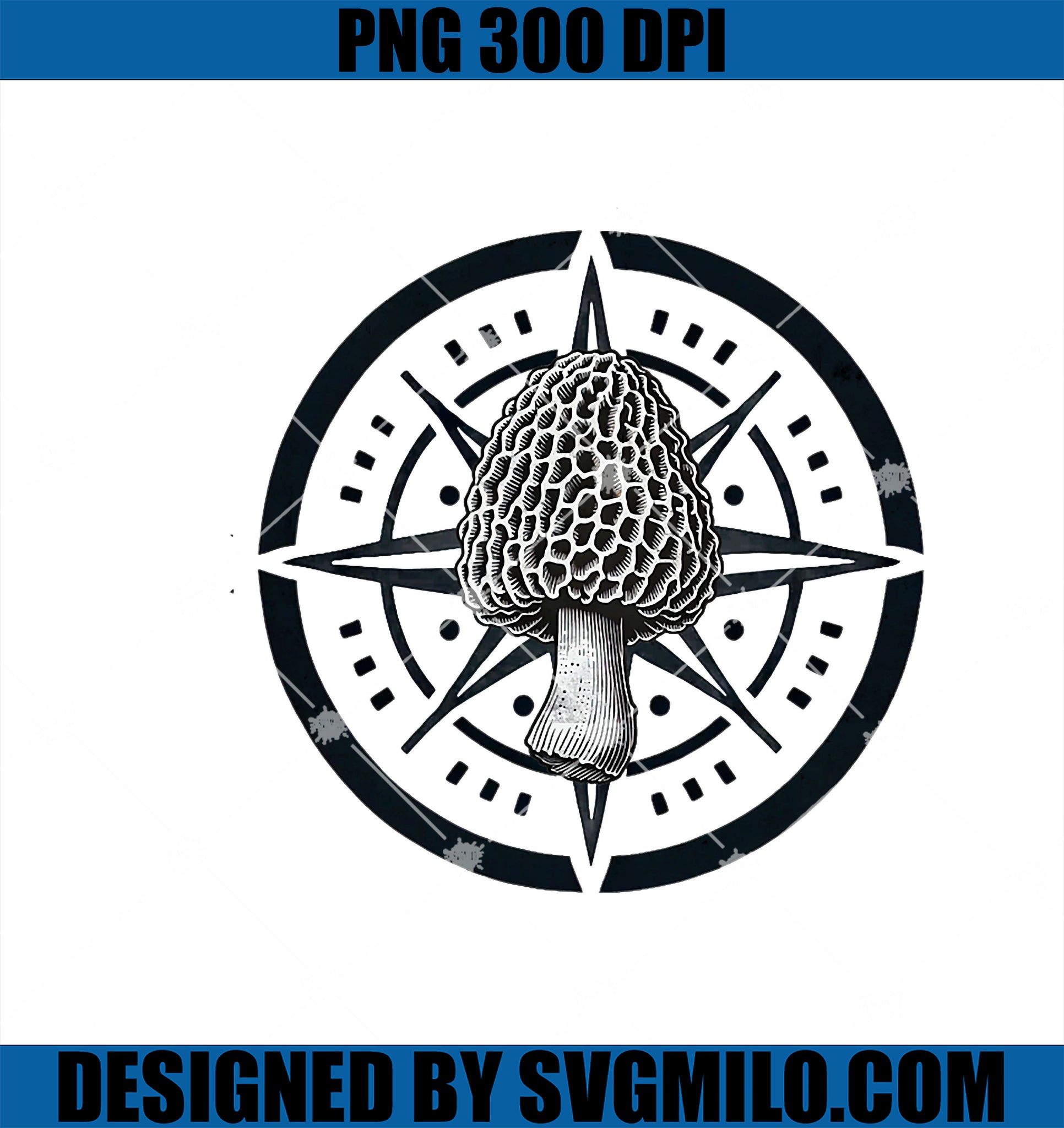 Morel Compass Mushroom PNG, Hunting Forager PNG
