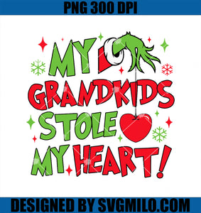 My Grandkids Stole My Heart Vintage Grandma Christmas Xmas PNG