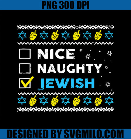 Nice Naughty Jewish Ugly Hanukkah Sweater Chanukah Jew PNG