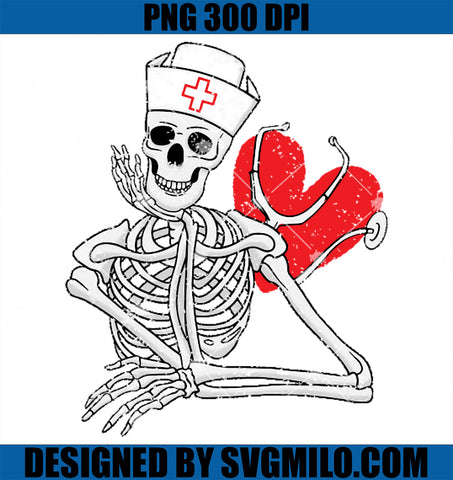 Nurse Skeleton Lazy Halloween PNG, Skeleton Nurses RN PNG