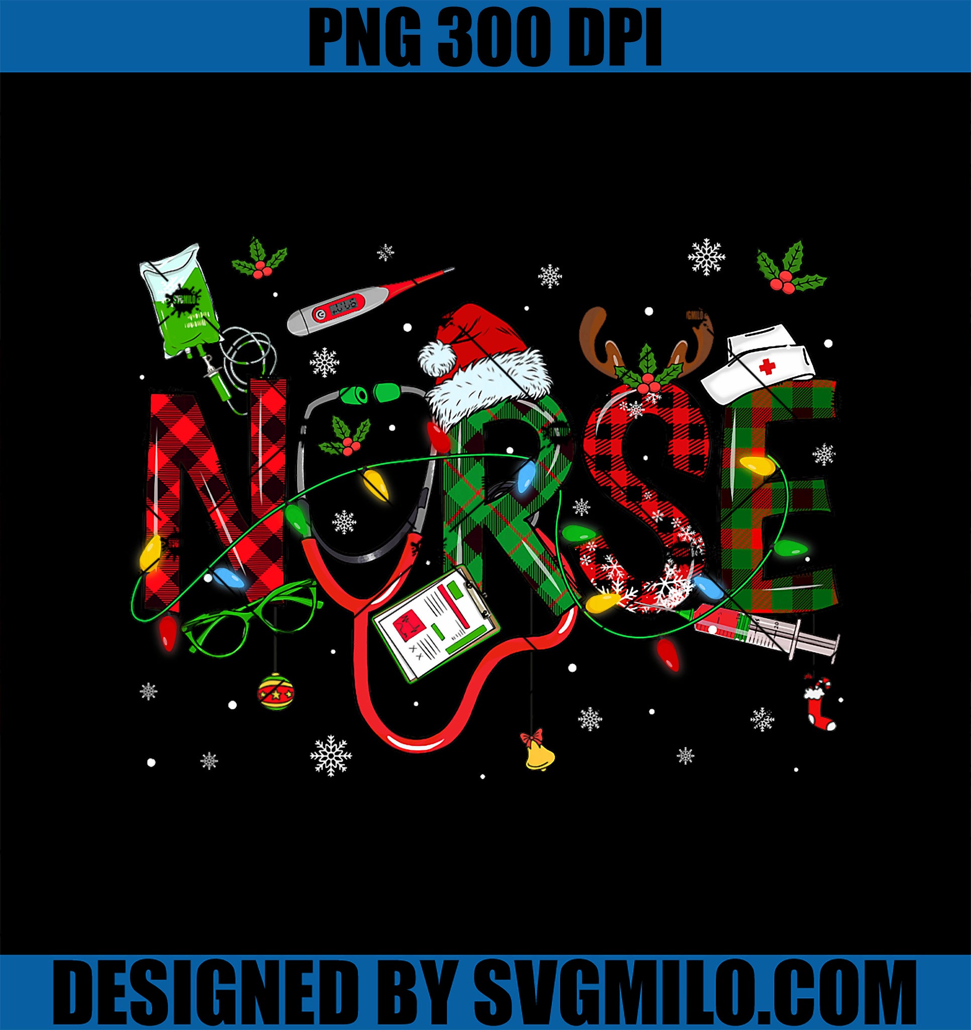 Nurse Christmas PNG, Stethoscope Nurses Xmas PNG